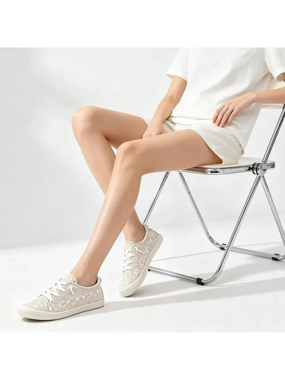 Womens Beige Canvas Slipon Canvas Sneaker Low Top Walking Shoes Fashion Sneakers
